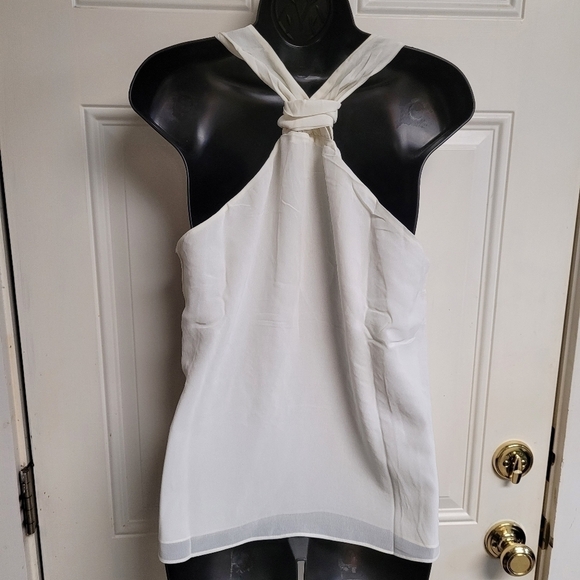 Greylin White Sleeveless Beaded Chevron Racer Back Tank Top Blouse Size Medium - Picture 6 of 10